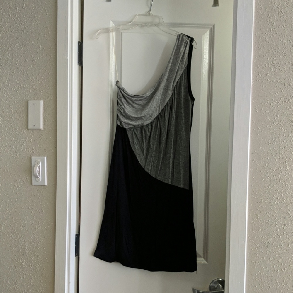 One strap black & gray fitted dress